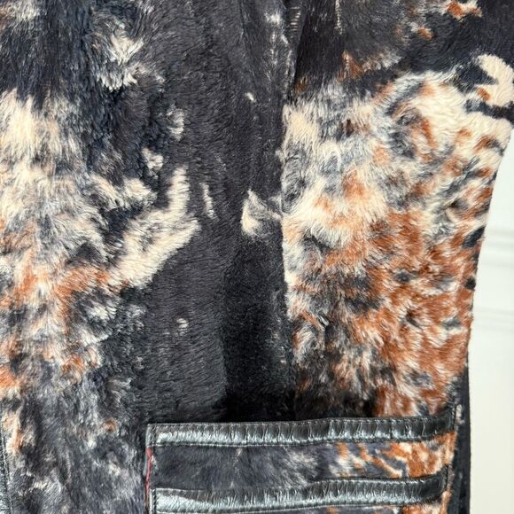 Vintage 70s Carnaby Faux Brindle Fur Longline Zip Vest M L - Picture 7 of 10